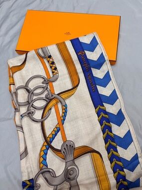 Hermès 140 Penoplie equestre Cashmere Silk Shawl
